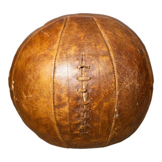 Antique Leather Medicine Ball c.1940 For Sale