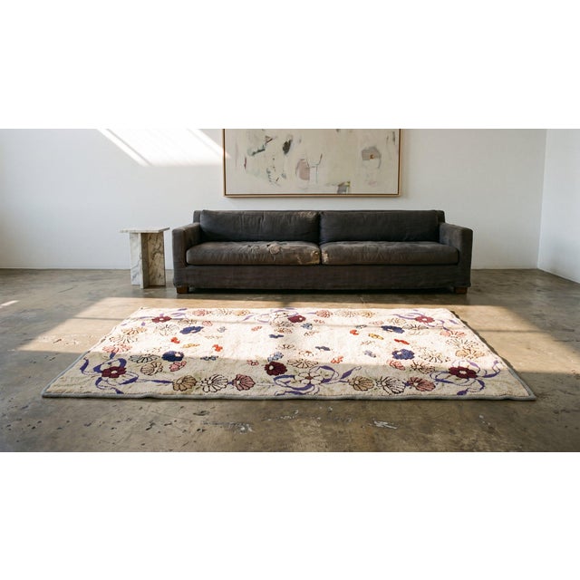 Ivory 1930s Multicolor Floral Folk Art Antique American Hooked Rug 2'5" X 4'1" Handknotted Wool Carpet For Sale - Image 8 of 8