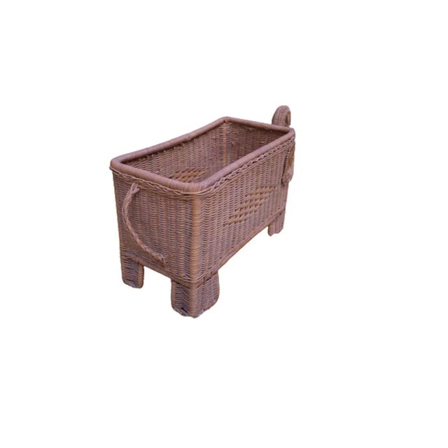Vintage Elephant Wicker Basket Planter For Sale - Image 4 of 7