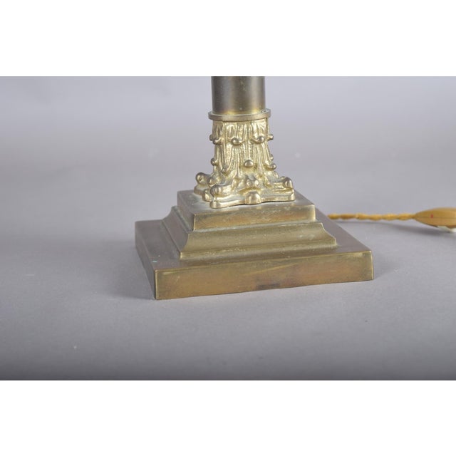 Gold Dutch Neoclassical Brass Column Table Lamp, 1950s For Sale - Image 8 of 10