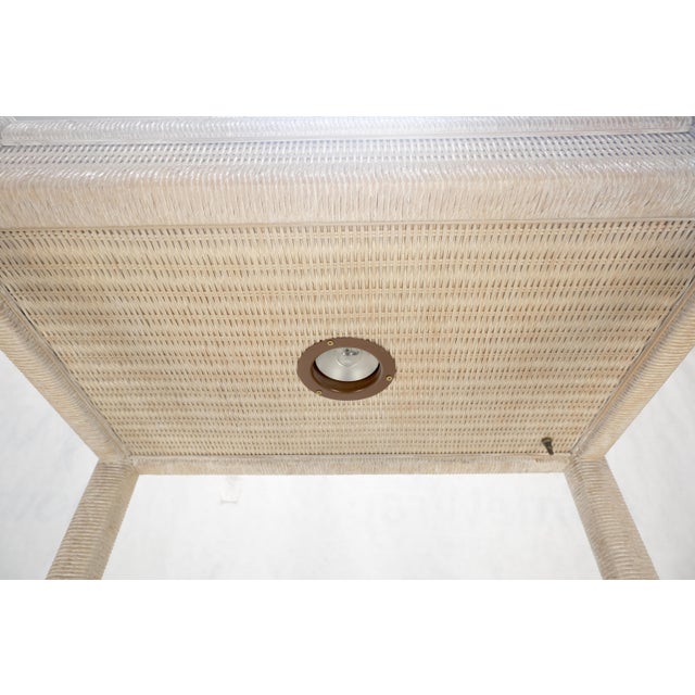 White Pickled Rush Cane Bamboo Wrapped 5 Shelves 76" Tall Etagere Display MINT! For Sale - Image 11 of 13