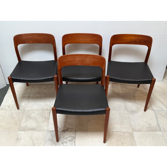 Niels Otto Møller Niels Otto Møller for J. L. Møllers Model 75 Teak Side Chairs, Set of Four For Sale - Image 4 of 12