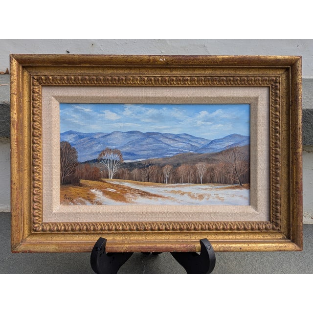 Realism Framed Arthur Jones Vermont Oil Painting Winter Mountain Scene For Sale - Image 3 of 7