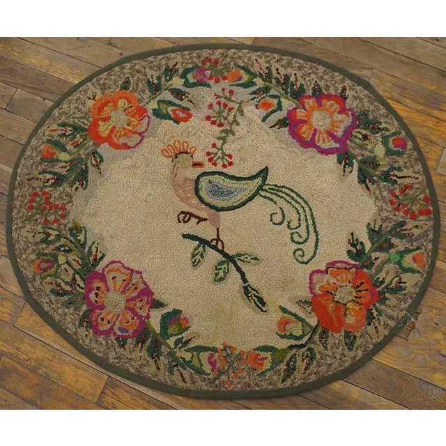 Antique American hooked rug, measures: 2'8" x 3'0".