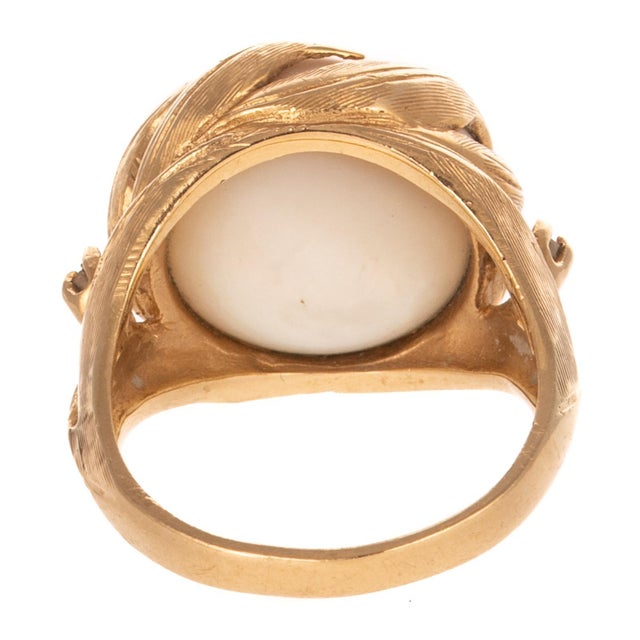Mid 20th Century 14k Gold Mabè Pearl & Diamond Ring Vintage For Sale - Image 5 of 7