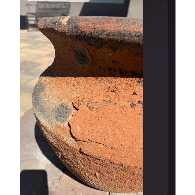 Vintage Mediterranean Terracotta Garden Planter With Applied Handles & Aged Patina For Sale In Los Angeles - Image 6 of 12