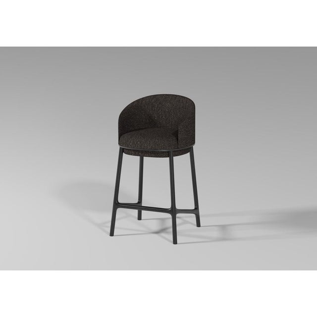 Modern Soft Stool in Black Fabric and Black Wood by Javier Gomez For Sale - Image 6 of 6