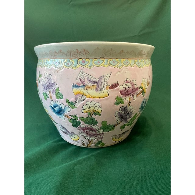 Vintage Hand Painted Chinese Porcelain Chinoiserie Koi Fish Bowl For Sale - Image 4 of 8