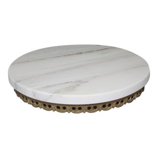 Contemporary Marble Tray With Antique Bronze Base For Sale