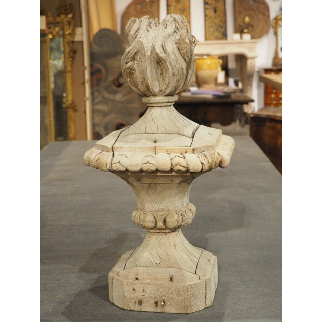 18th Century French Pot Feu Finial in Carved Oak For Sale - Image 11 of 12