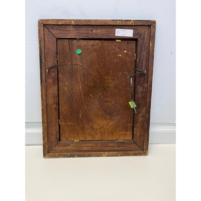 This portrait of an aged man is meticulously hand painted. It depicts a man staring sternly at the viewer against a dark...