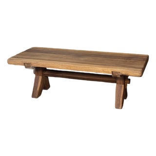 Brutalist Oak Coffee Table by De Puydt For Sale