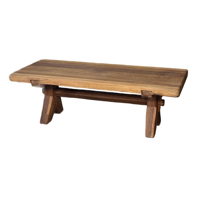 Brutalist Oak Coffee Table by De Puydt For Sale