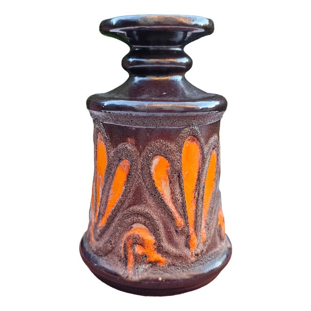 Vintage German Ceramic Vase in Fat Lava from Scheurich, 1960s For Sale