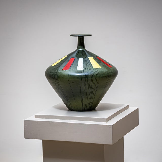 Green Ceramic Vase by San Polo, Venice, Italy, 1960s For Sale In New York - Image 6 of 9