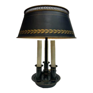 Early 20th Century French Green Tole Bouillotte Lamp