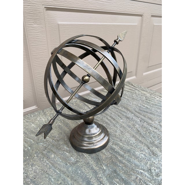 Vintage French Country Brass Garden Armillary Sundial For Sale In South Bend - Image 6 of 10