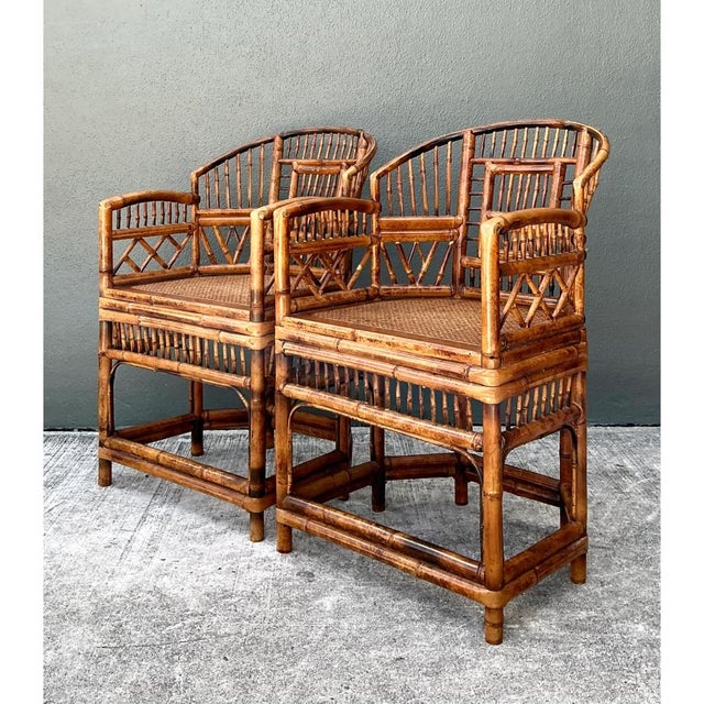 Vintage Rattan Brighton Pavillion Lounge Chairs - A Pair For Sale - Image 10 of 12