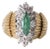 Vintage 18k Plat Emerald Marquise and Diamond Scallop Ring, Size 4.25 For Sale