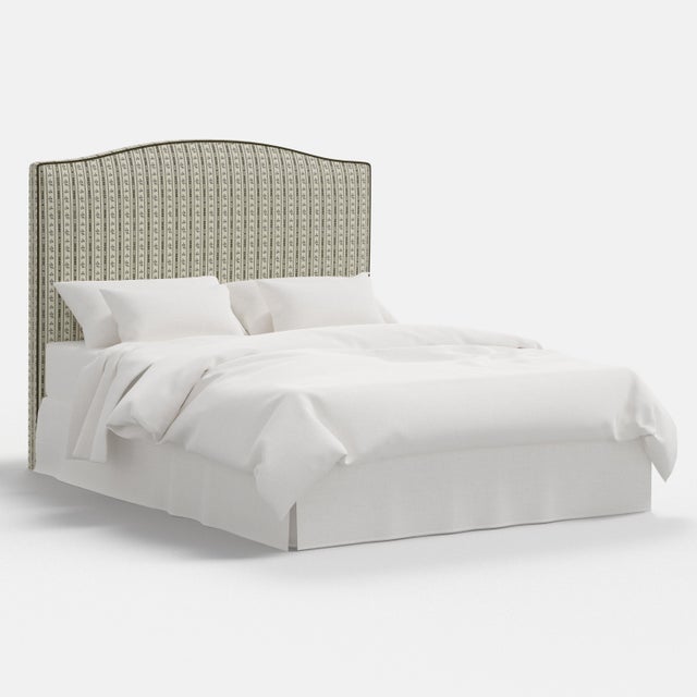 Stoffer Home x Cloth & Company Elsie Headboard in Botanical Stripe Olive with Olive Welt, King For Sale - Image 9 of 9