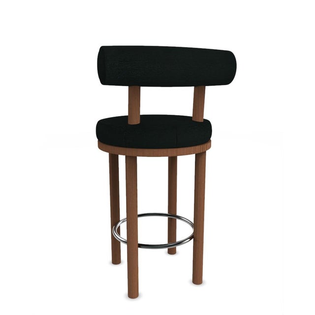 Collector Modern Moca Bar Chair in Midnight Fabric and Smoked Oak by Studio Rig For Sale - Image 4 of 7