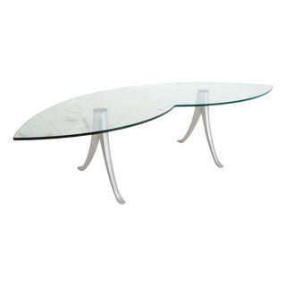 Oval 5021 Coffee Table in Glass and Aluminum from Rolf Benz For Sale