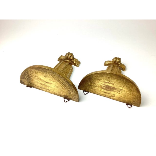 Italian 1950s Pair of Italian Gold Gilt Wall Shelfs For Sale - Image 3 of 10