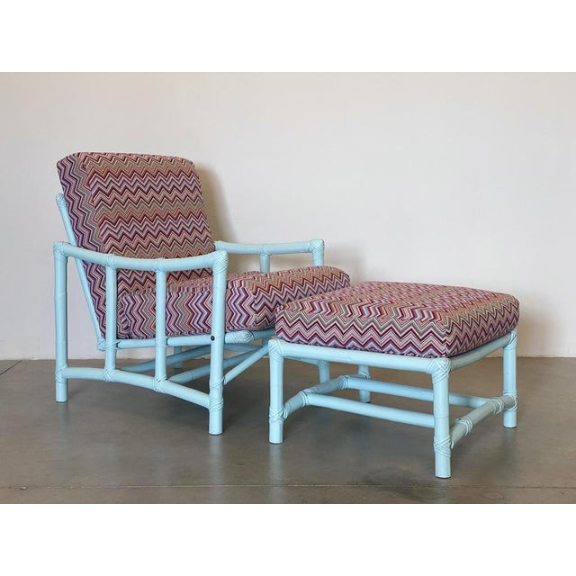 Set of Lacquered Bamboo Armchair and Stool, 1970s For Sale - Image 16 of 18