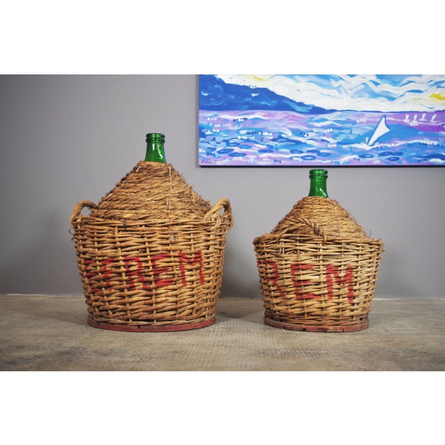 Green Glass Demijohns, 1950, Set of 2 For Sale - Image 10 of 10