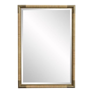 Camp Rattan/Brass Mirror For Sale