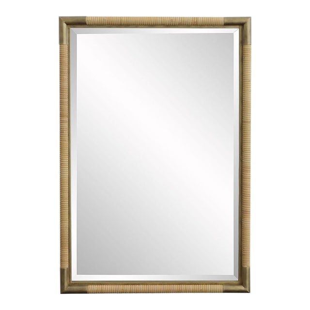 Camp Rattan/Brass Mirror For Sale
