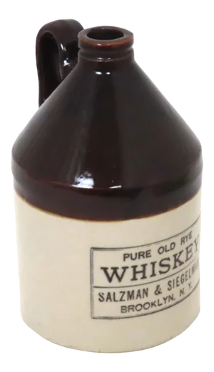 Small Size Antique American Stoneware Rye Whiskey Jug