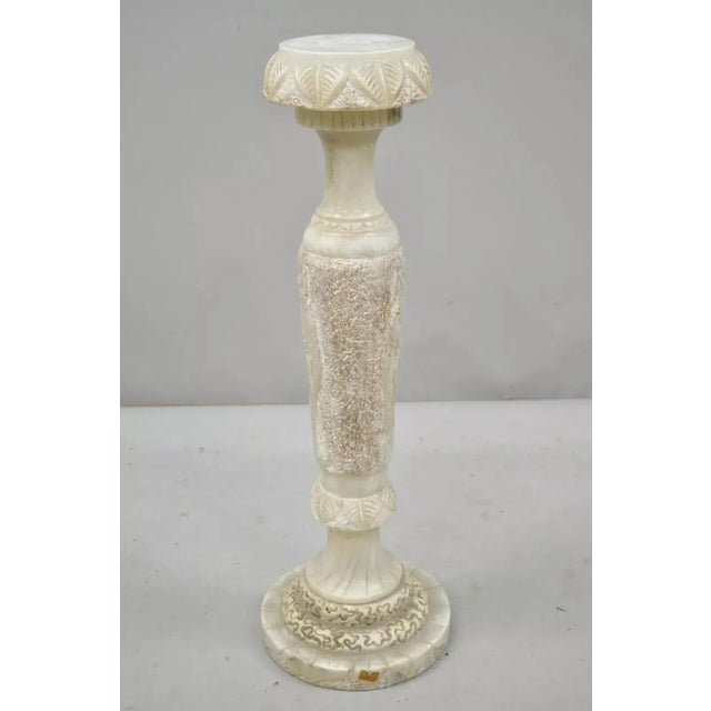 Vintage Chinese Wiseman Carved Alabaster Figural Pedestal Plant Stand For Sale - Image 12 of 12