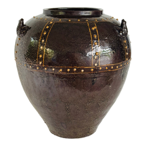 19th Century Large Glazed Ceramic Martaban Jar From Burma