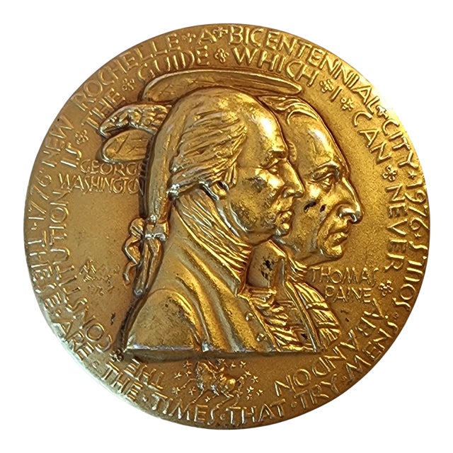 83.7g .999 Pure Silver Michael Lantz ~ Medallic Art Company Us Bicentennial Coin 1776-1976 ~ New Rochelle Ny ~ 24k Plate Washington & Paine For Sale