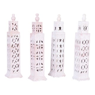 Set of Four Terra Cotta Minaret Form Candle Covers or Objects For Sale