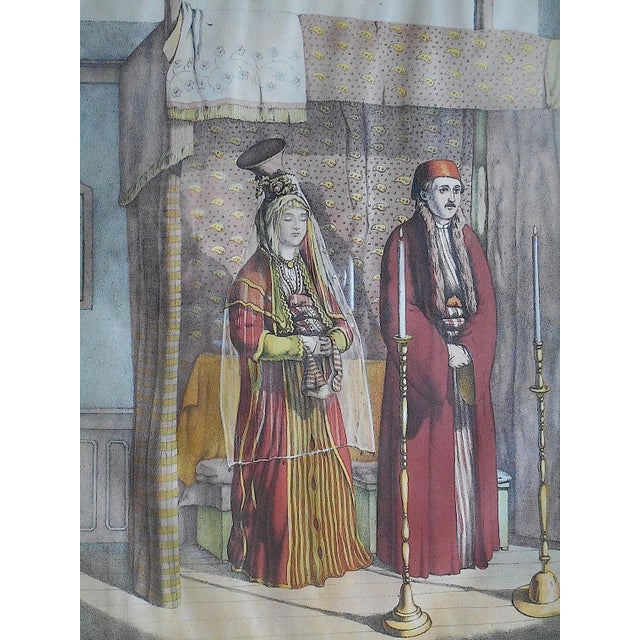 This authentic antique chromolithograph (each color laid in separately using stone lithography) depicts a traditional...