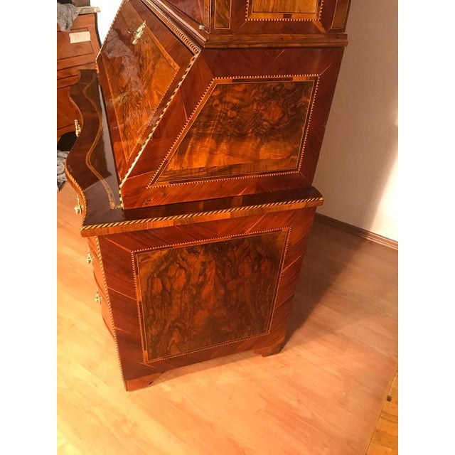 18th Century Baroque Walnut Bureau Cabinet with Figured Veneers For Sale - Image 10 of 11