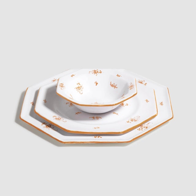 French ZdG Brindille Large Dinner Plates, Ochre Brulee - Set of 2 For Sale - Image 3 of 12