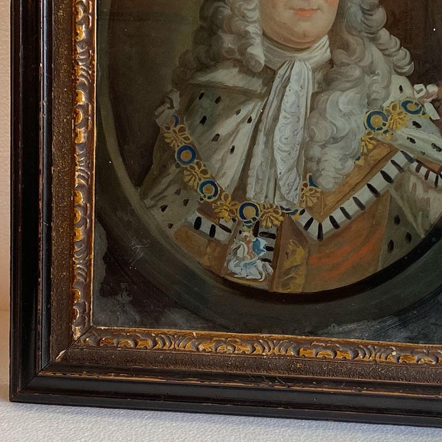 Late 18th Century 18th Century British School Georgian Reverse Glass Painting, Portrait of King George II For Sale - Image 5 of 11