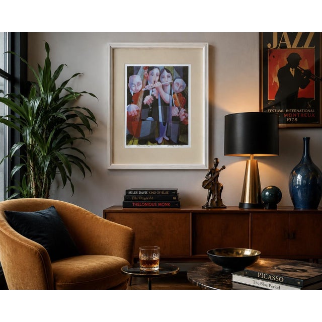 Expressive vintage limited edition print titled “Classical/Jazz Musicians” by contemporary artist Dorothy De Matteis. This...