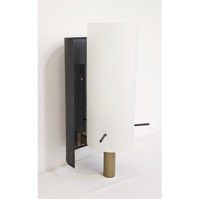 Opal Glass, Brass and Black Enamelled Metal Wall Lamp in the style of Stilnovo, Italy, 1960s For Sale - Image 13 of 18