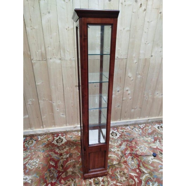 Narrow Display Case in Cherry Wood For Sale - Image 9 of 11