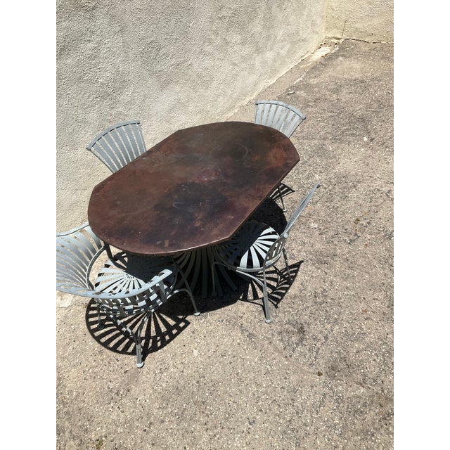 Custom Vintage Sculptural Copper Dining Table With Four Steel Chairs For Sale - Image 12 of 17