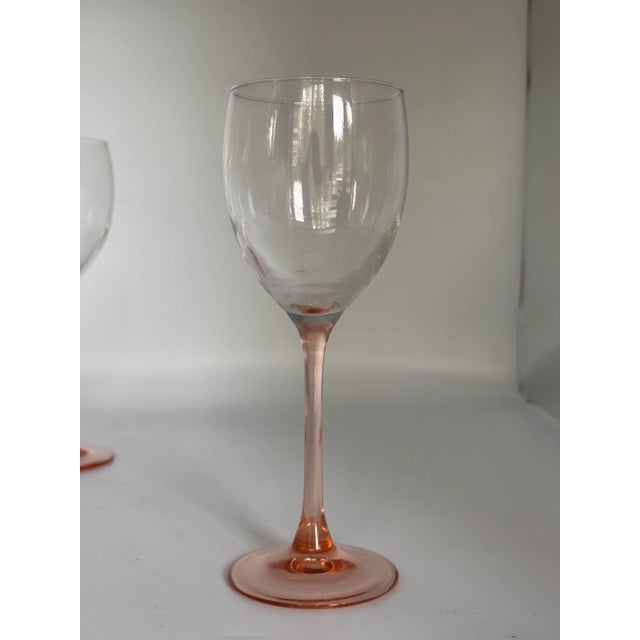 Vintage Made in France Blush Pink Wine Glasses - Set of 4 For Sale In Seattle - Image 6 of 16
