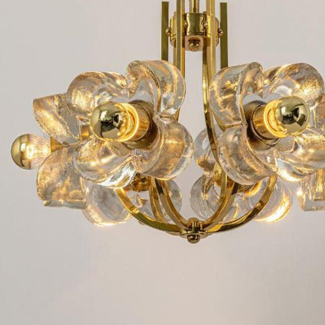 Modernist Glass and Brass Chandelier from Simon and Schelle, 1960s For Sale - Image 9 of 12