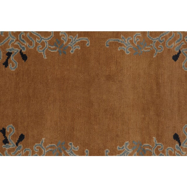 Rug & Kilim’s Chinese Art Deco Inspired Rug, Brown With Greek Key Border For Sale In New York - Image 6 of 8