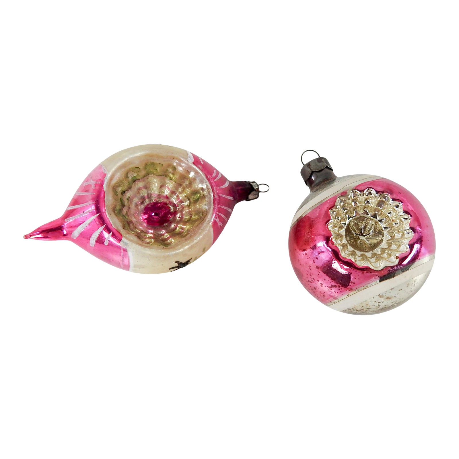 Vintage Hot Pink Glass Ball Christmas Ornaments A Pair Chairish