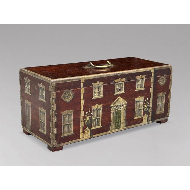 Wood Antique Oak Painted Country Box, 1840 For Sale - Image 7 of 9