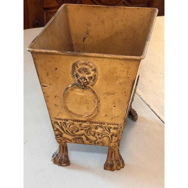 Pair of Tole Planters With Lion Mask Handles For Sale - Image 4 of 10